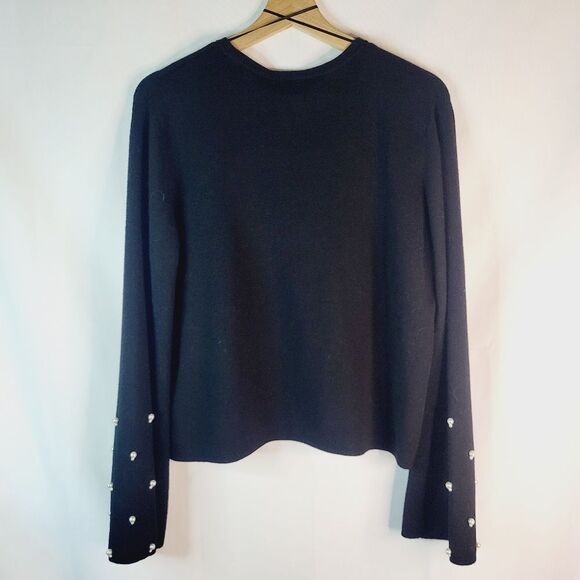 H&M Elegant Black Flare Sleeve Sweater with Pearl Accents - Picture 5 of 10